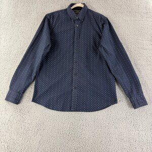 Scotch & Soda Button-Up Oxford Shirt Mens Size XL Blue Geo Print Long Sleeve